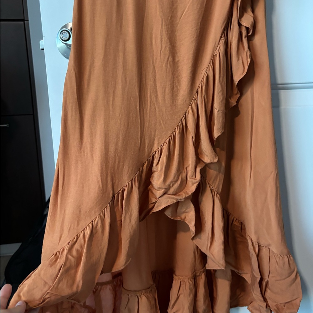 Rust Ruffle Midi Dress - Unbranded - Picture 3 of 5